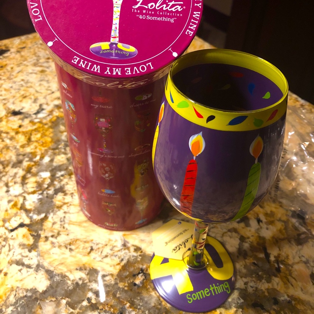 Lolita 40th Birthday wine glass